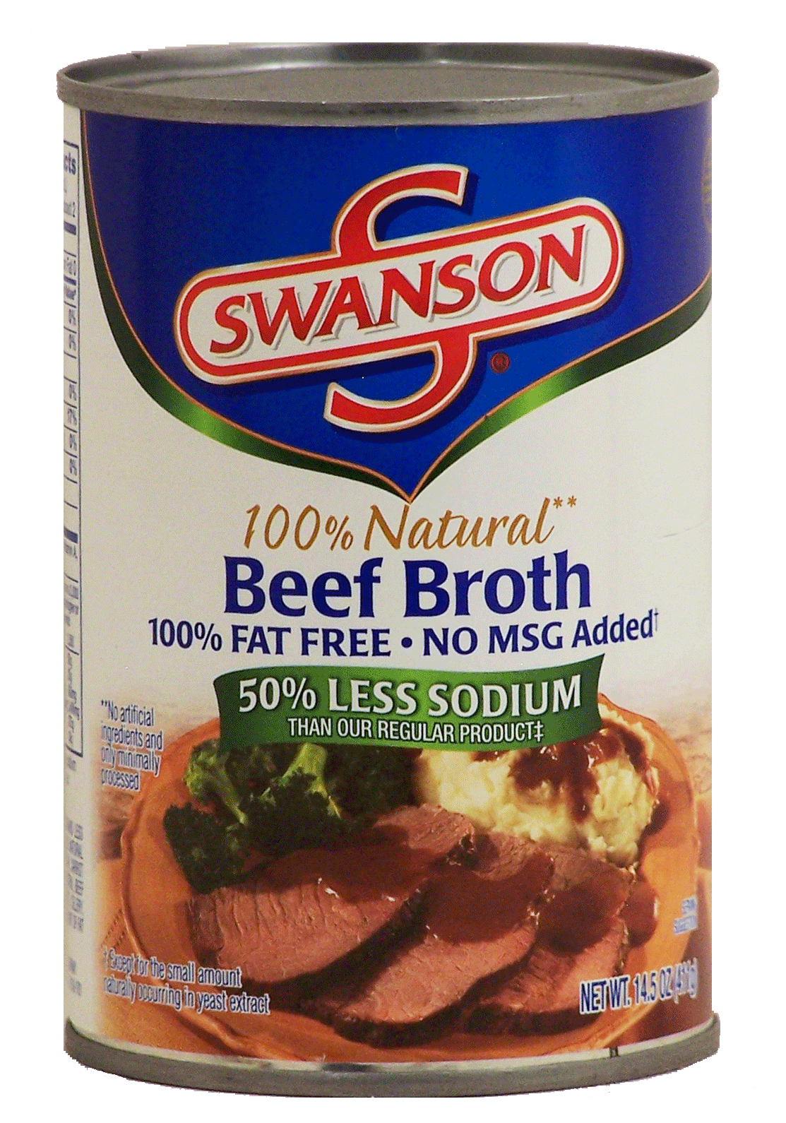 Swanson 100% Natural beef broth 100% fat free, 50% less sodium Full-Size Picture